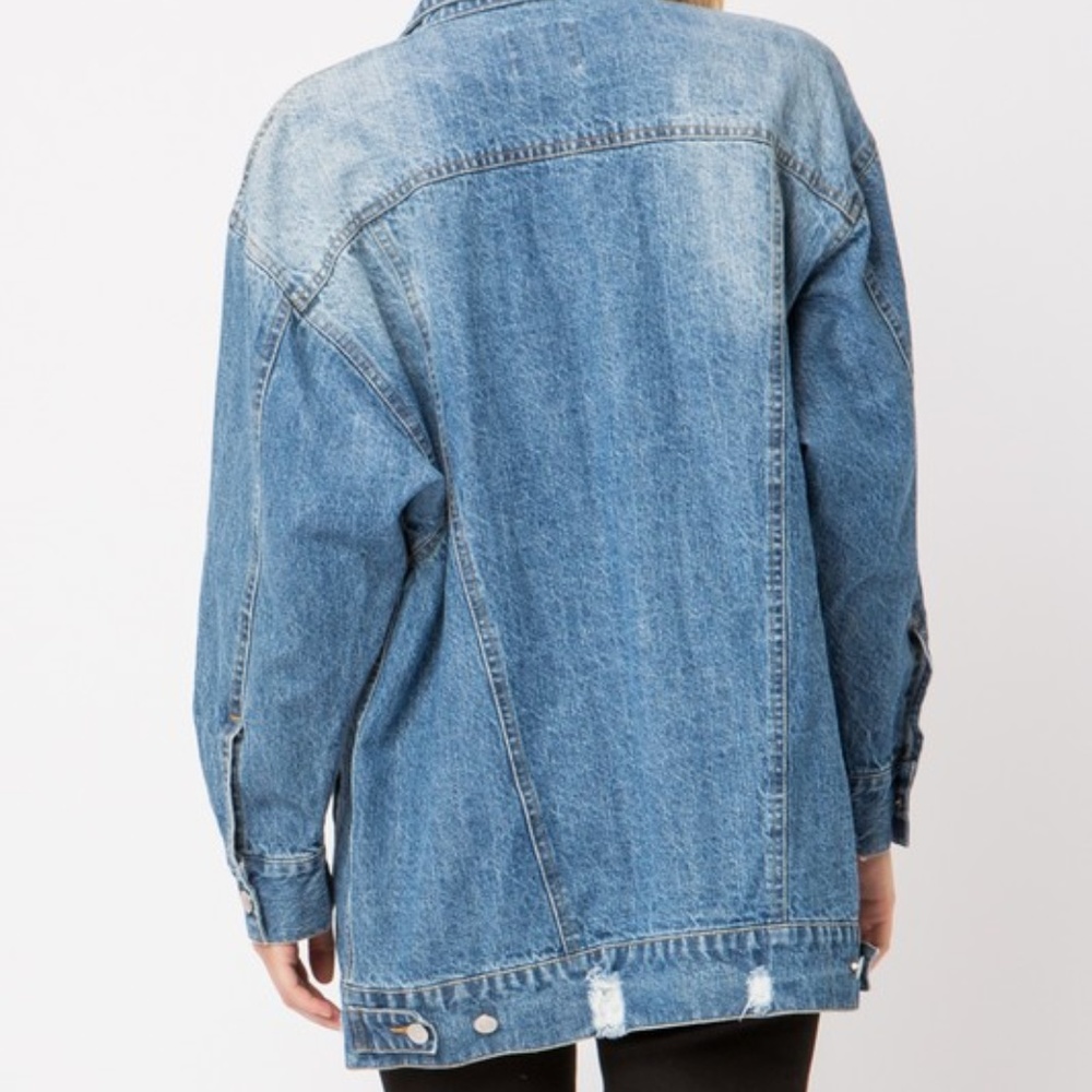 BEST SELLER Oversized distressed denim/jean jacket - Picture 5 of 7